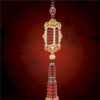 吉美丝 汉白玉汽车挂饰-吉祥如意（金色）