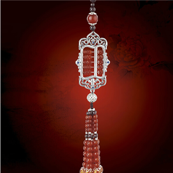 吉美丝  汉白玉汽车挂饰-吉祥如意（银色）