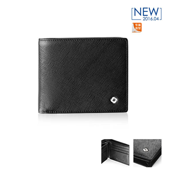 新秀丽横式钱夹 十字压纹头层牛皮【全国联保】